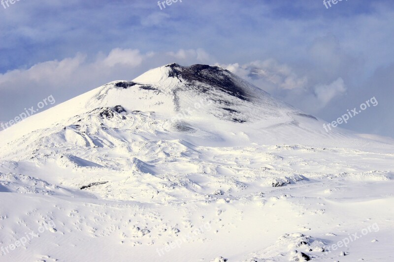 Etna Mount Etna Volcano Snow Winter