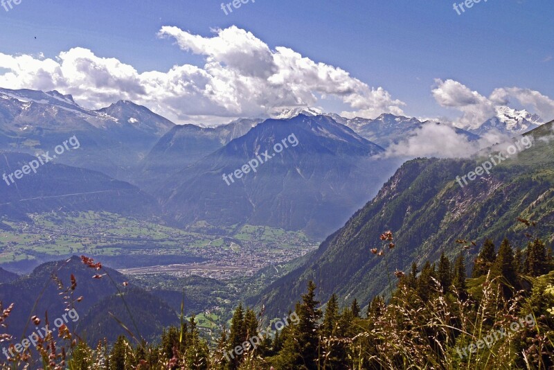 Switzerland Rhone Valley View Blatten Brig Simplon Pass