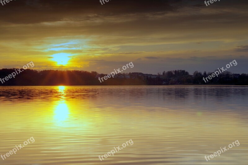 Sunset Water Lake River Sea