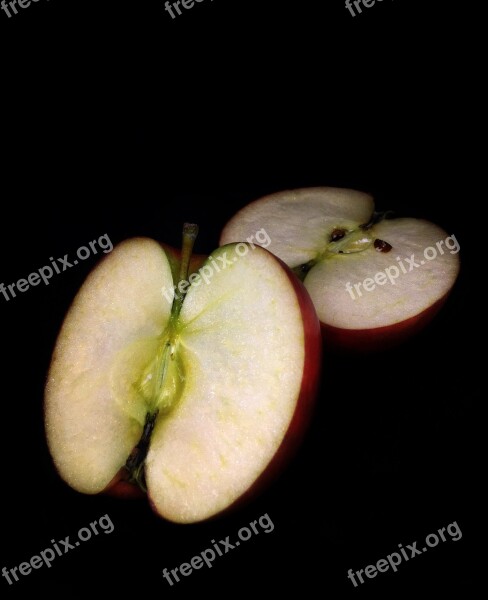 Cut Apple Apple Black Background Cut Fruit