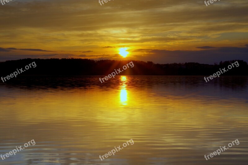 Sunset Water Lake River Sea