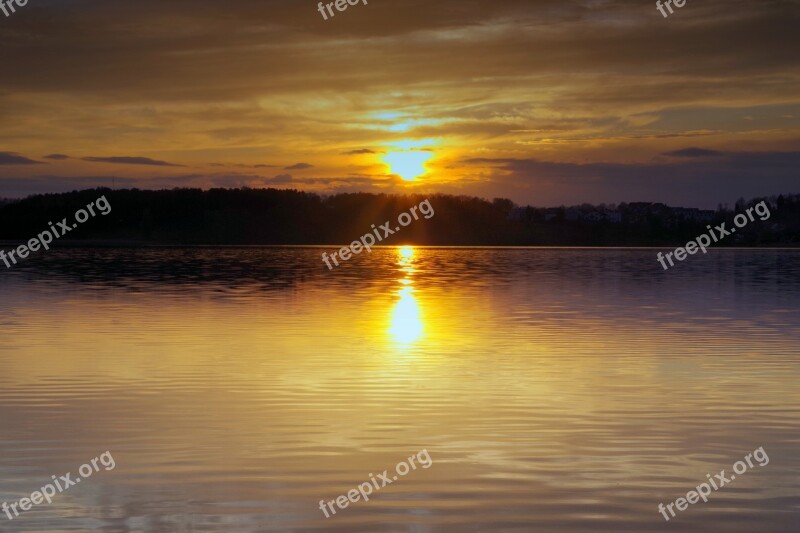 Sunset Water Lake River Sea