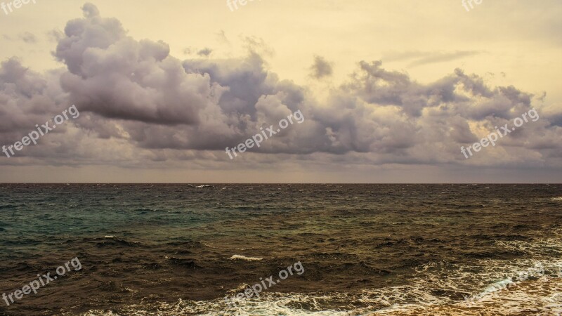 Rough Sea Sky Clouds Horizon Seascape