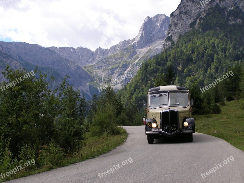 Bus Karwendel Road Mountains Alpine