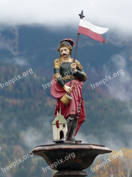 Sankt Florian Fountain Ellmau Tyrol Figure