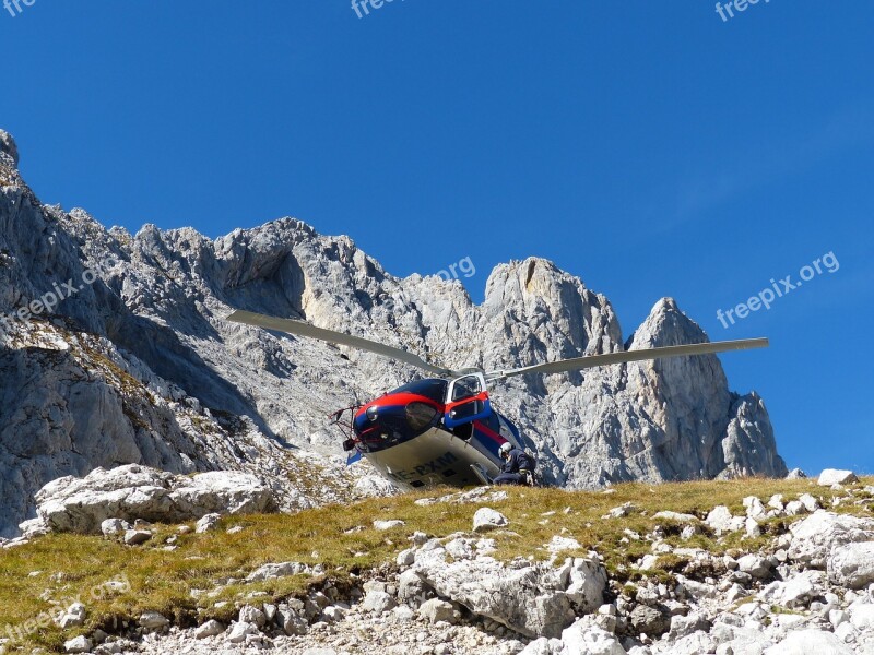 Helicopter Police Mountain Rescue Kaiser Mountains Alpine