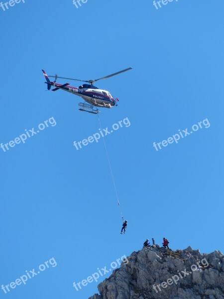 Helicopter Police Mountain Rescue Kaiser Mountains Alpine