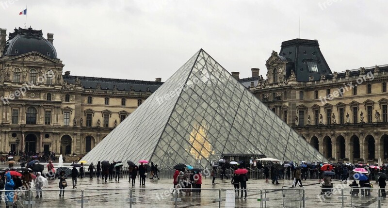 France Paris Louvre Pyramid Pyramide Du Louvre Building