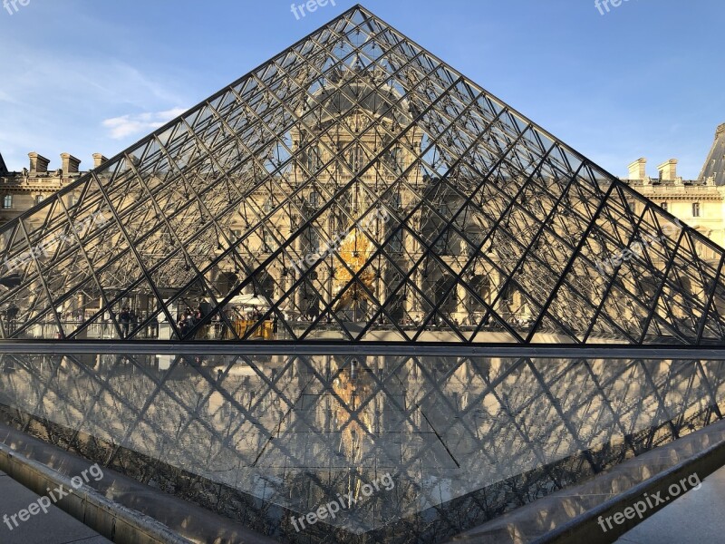 Paris France Louvre Pyramid Museum