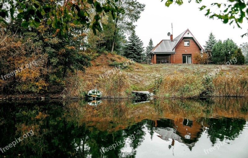 House Cottage River Bridge Boat