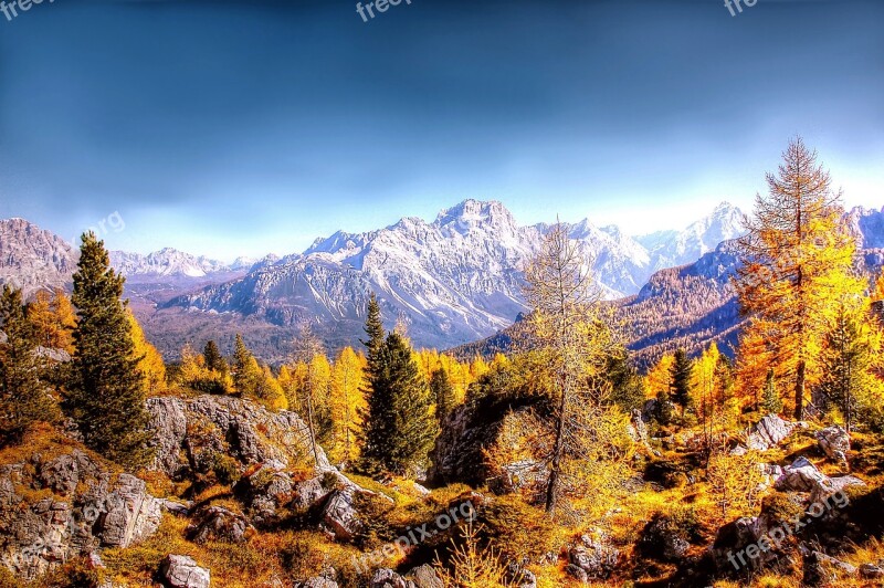 Indian Summer Dolomites Alm Nature Rock