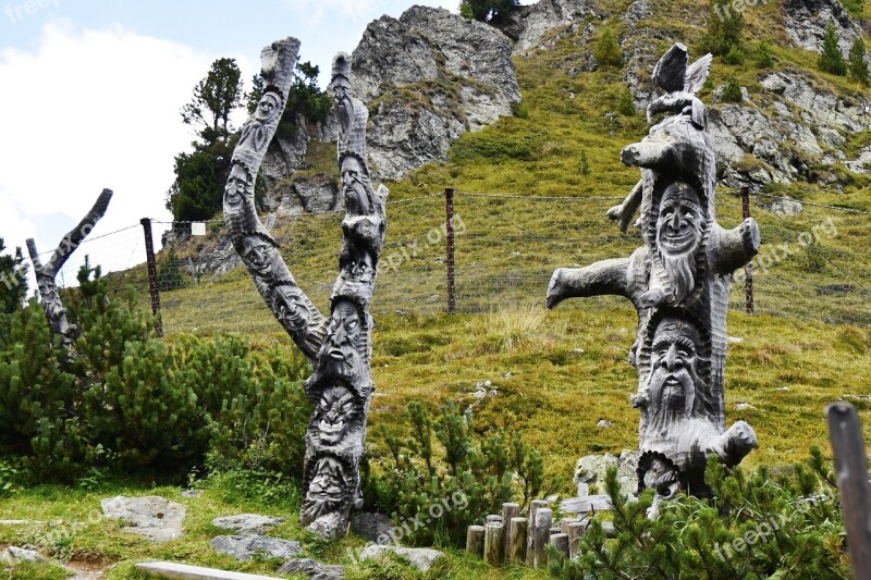 Austria Wooden Sculptures Carving Trekking Mountains