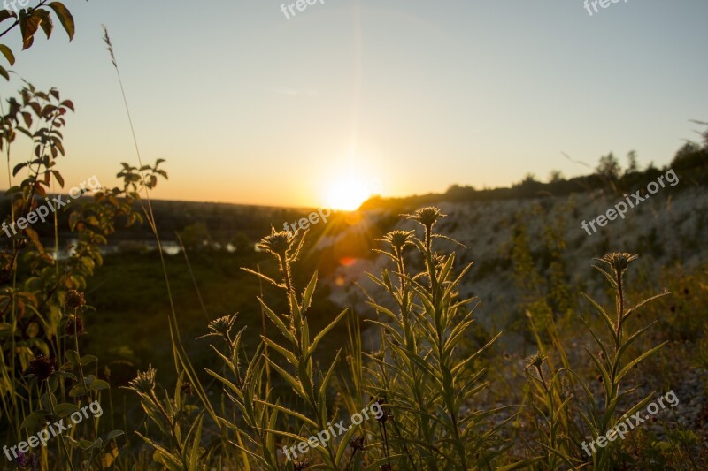 Quarry Sunset Landscape Nature In The Evening