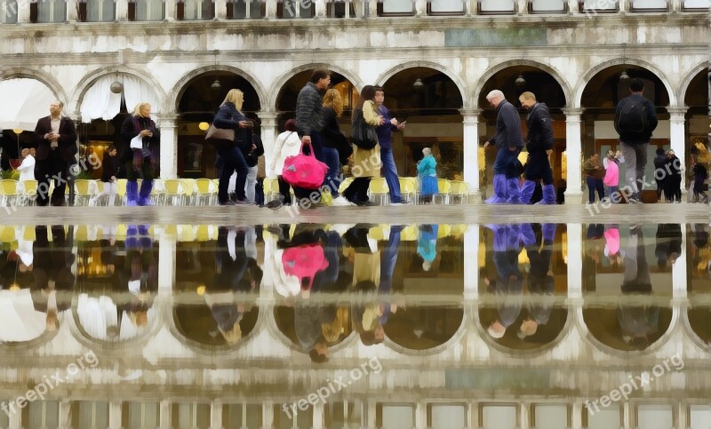 St Mark's Square Venice Italy Aqua-alta Rubber Boots