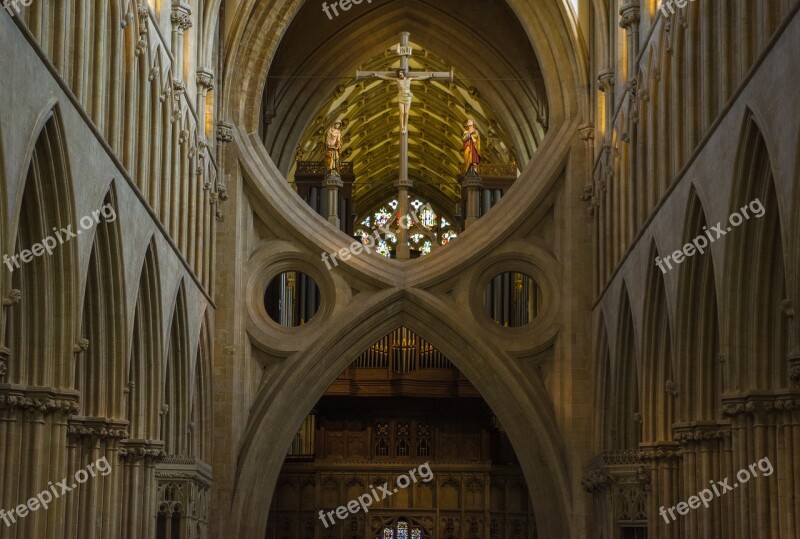 Wells Cathedral Scissor Arches England Architecture