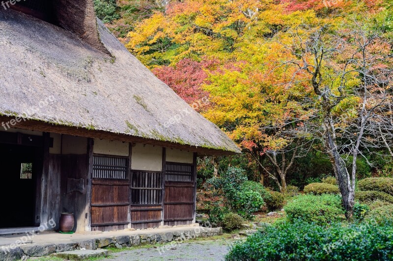 Japan Landscape Japanese Style Old Houses Thatched Roof