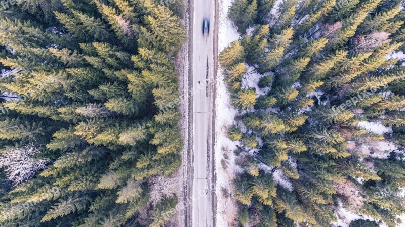 Car Fast Road Motion Blur Aerial