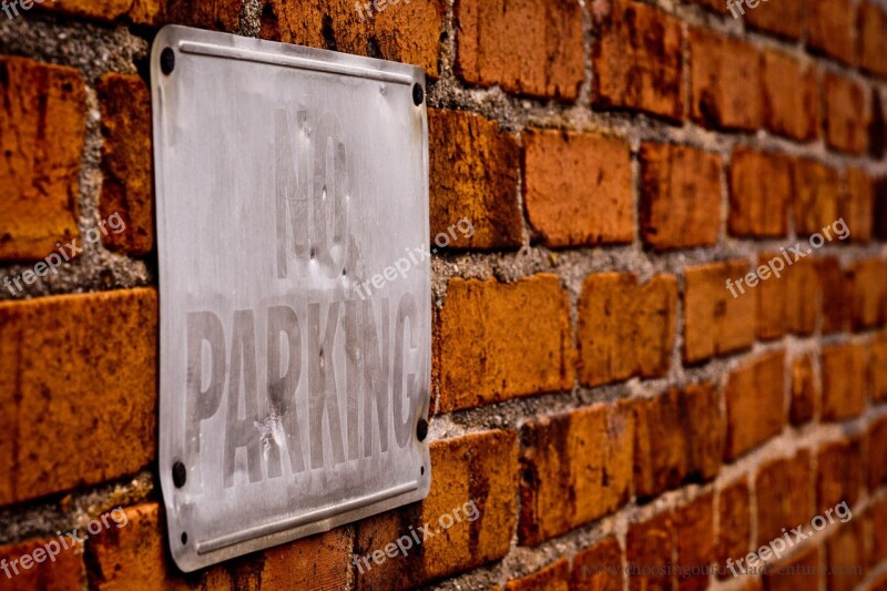 No Parking Sign Brick Building No