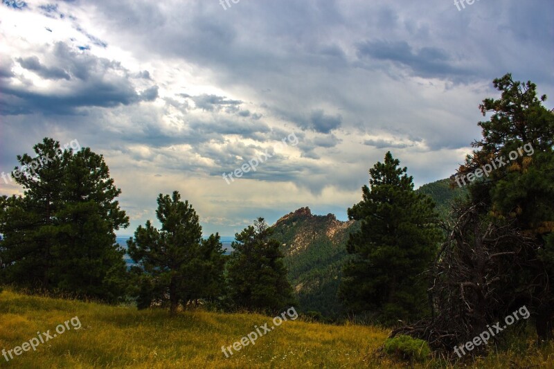 Colorado Mountains Evergreen Clouds Landscape