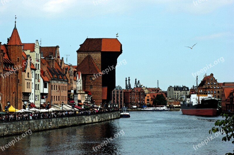 Watercolor Gdańsk Old Town Crane The Old Town