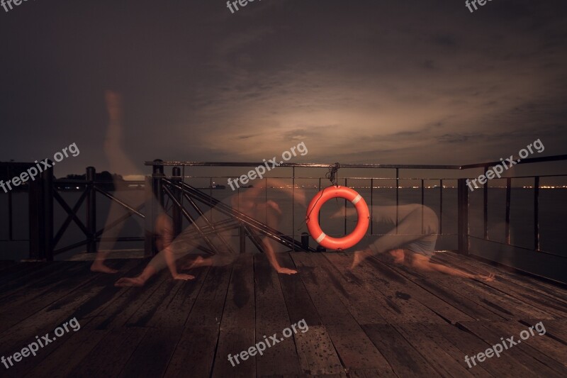 Long Exposure Night Lifebuoy Arty Pose