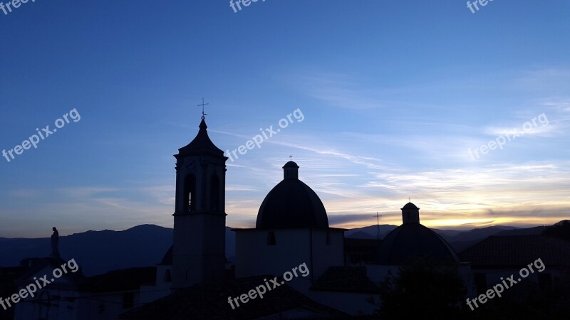 Churches Cathedral Sunset Silhouettes Baunei