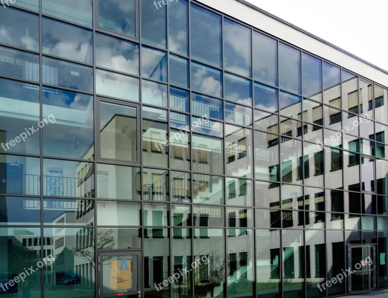 Glass Front Mirroring Modern Architecture Facade