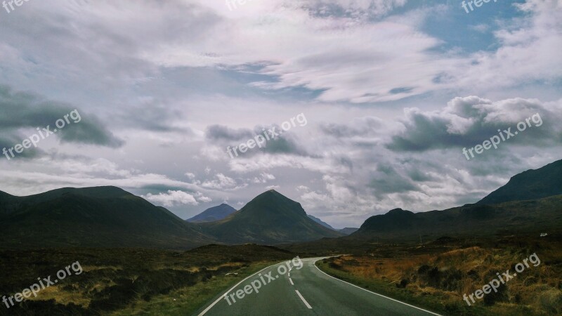 Road Lonely Scotland Wide Land