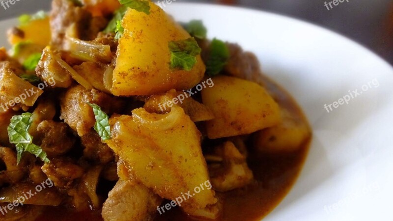 Potatoes Curry Spicy Coriander Free Photos