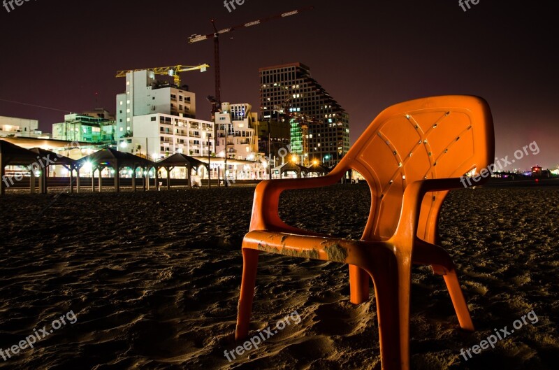 Chair Beach Night Beach Chair Sea