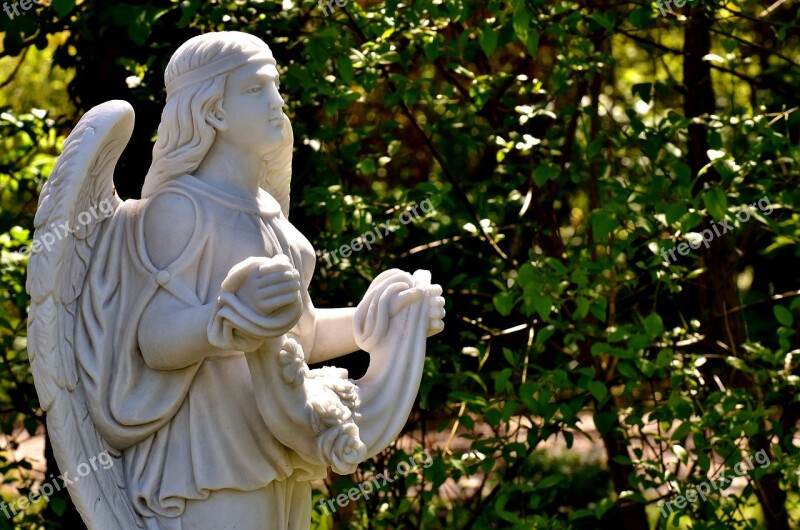 Angel Sculpture White Figure Cemetery