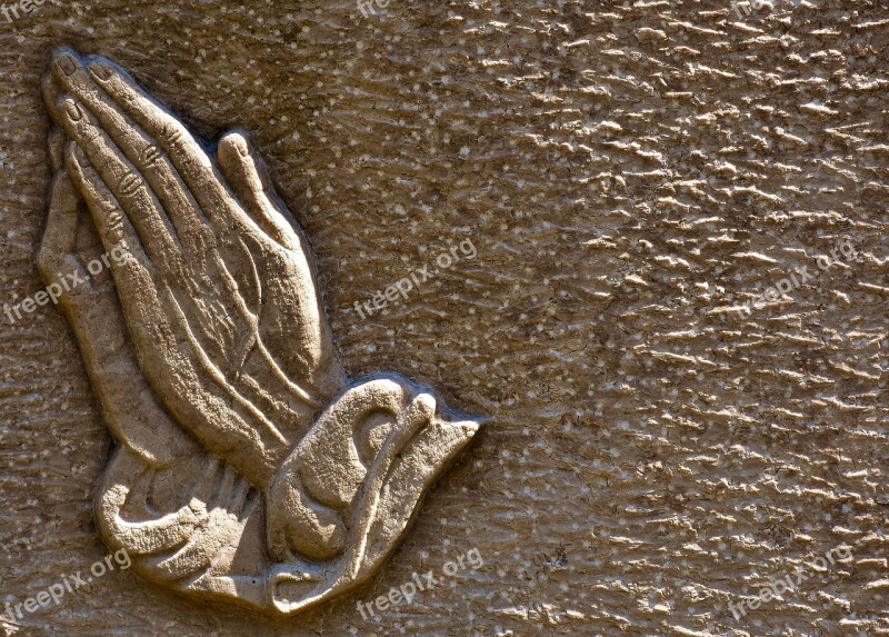 Praying Hands Religious Granite Plate Ornament