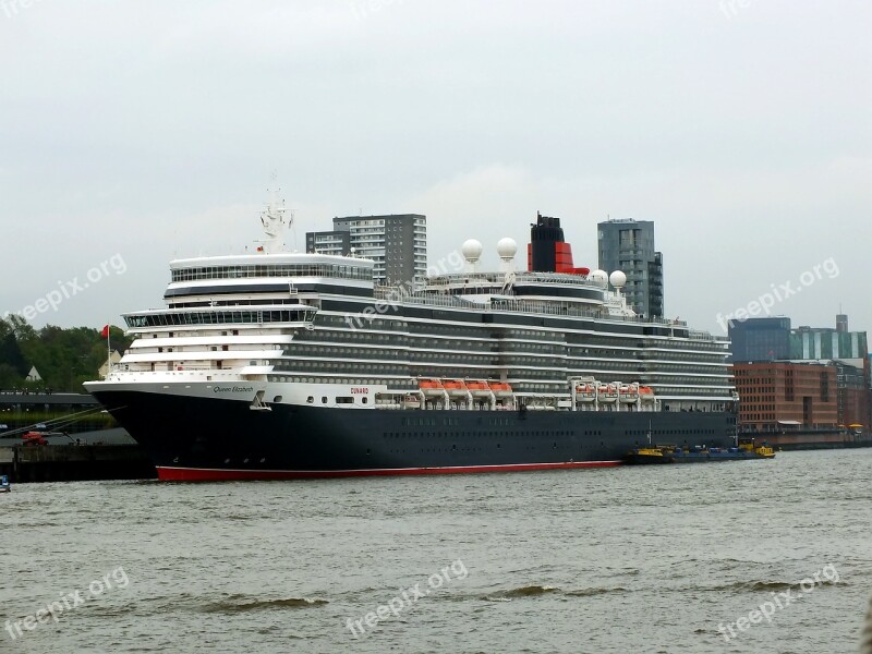 Ship Queen Elizabeth Hamburg Port Hamburg Port Hamburg Landungsbrücken