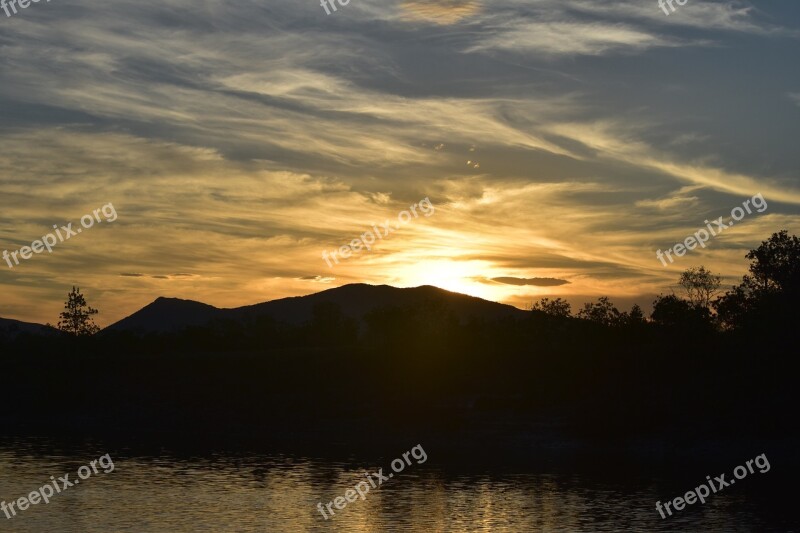 Sunset Water River Mirror Landscape