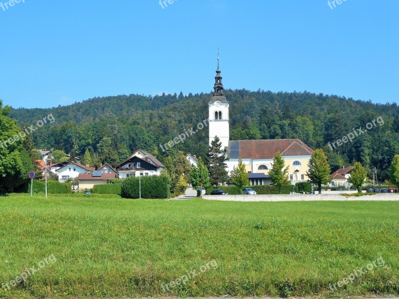 Lublijana Slovenia Landscape Church Nature