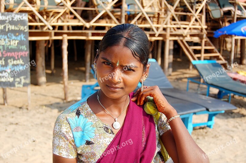 Goa India Goa Girl Handsomely Beach