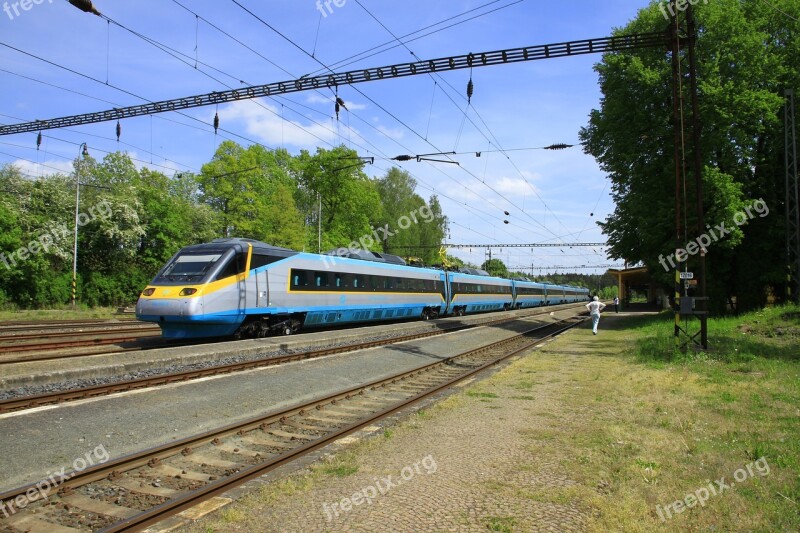 Czech Republic Pendolino Lazne Train To Prague Gleise