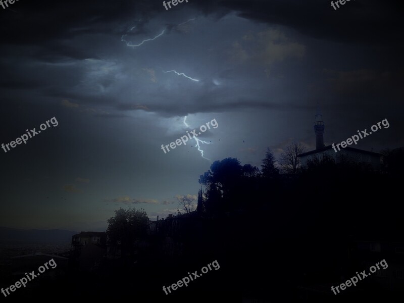 Lightning Tree Landscape Photoshop Free Photos