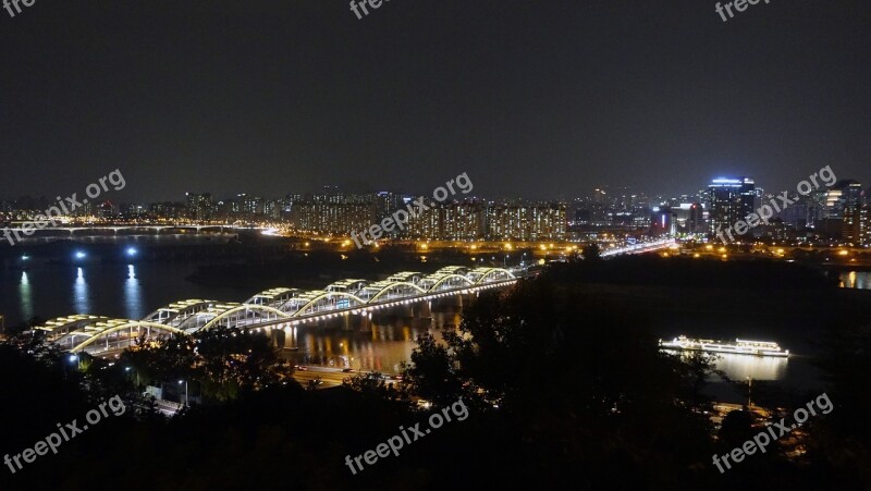 Seoul Night View Han River Hangang Bridge Bridge