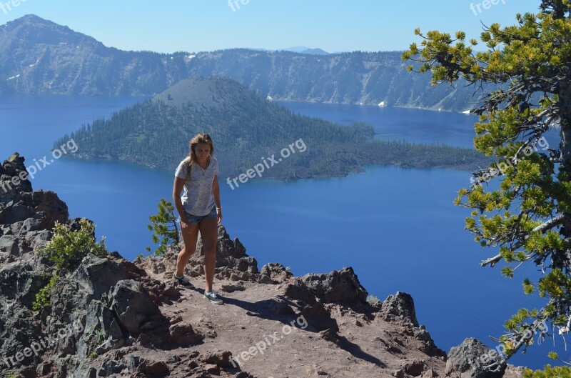 Lake Crater Lake Volcano Nature Landscape