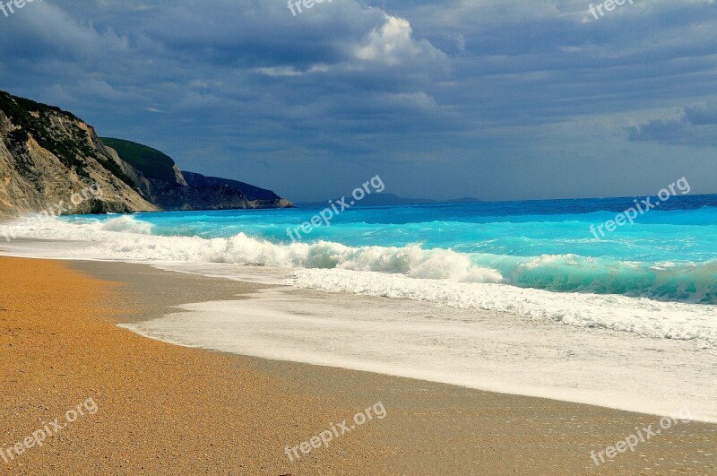 Beach Sand Beach Nature Wave Blue Water