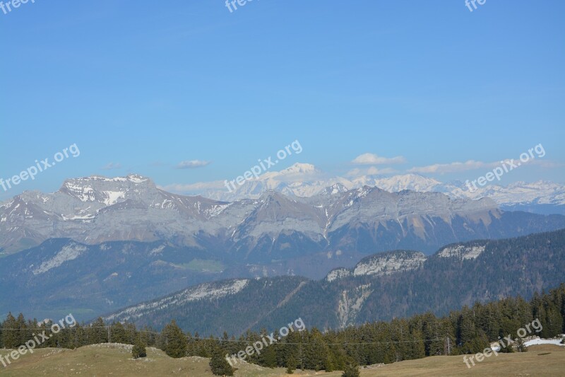 Mont Blanc Massif Landscape Spring Chain Of The Alps Needles