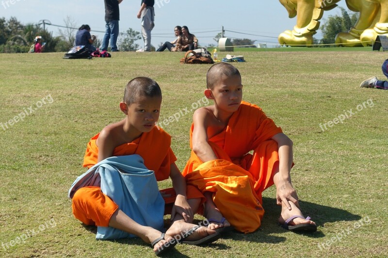 Thailand Monks Orange Buddhism Monk