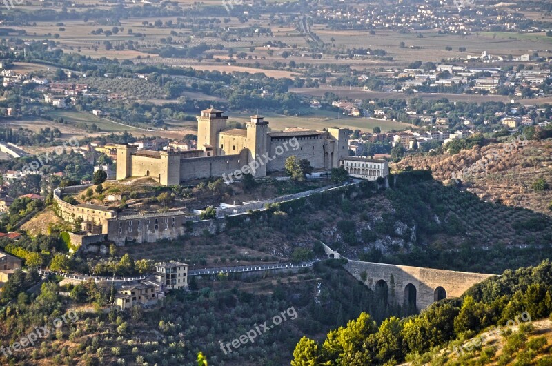 Spoleto The Albornoz Fortress The Bridge Of The Towers Umbria Italy