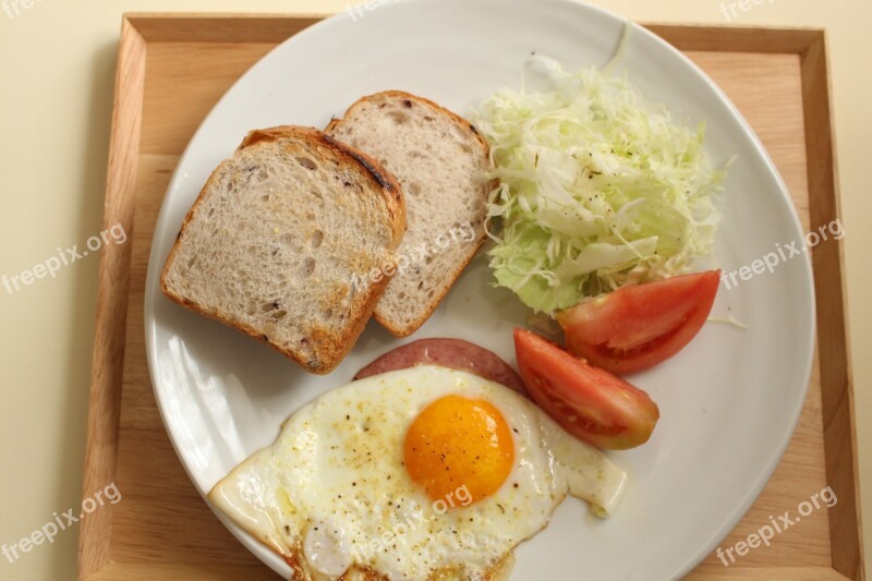 Breakfast Brown Rice Bread Fried Egg Free Photos