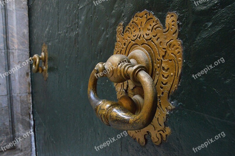 Door Copper Gold Handle Old