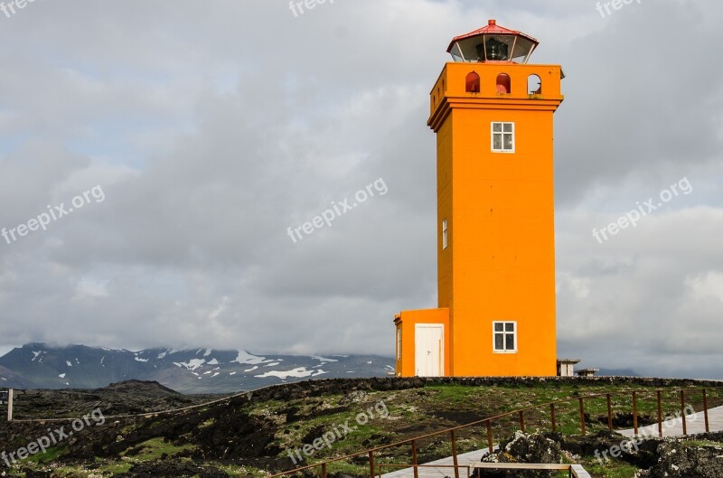 Lighthouse Orange Sea Coast Nautical