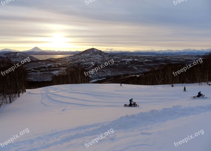 Kamchatka City Bay Sea Mountains