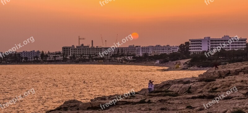 Sunset Dusk Evening Sundown Beach