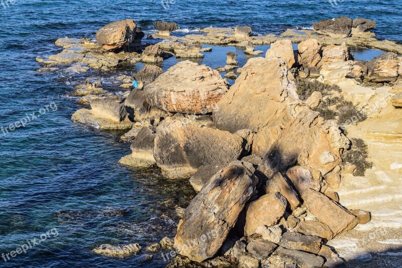 Cyprus Kapparis Rock Formations Rocky Coast Sea